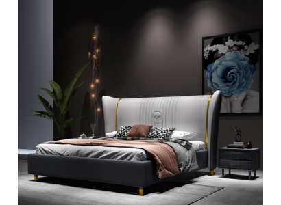 Designer Lit Double Lit Hôtel Chambre de Luxe 150/180x200cm Cuir
