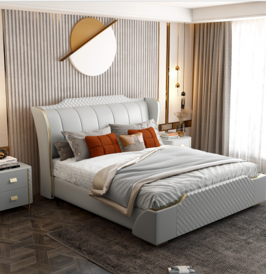 Designer lit en bois Mobilier noble Lits doubles Chambre à coucher 180x200cm