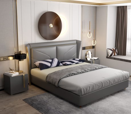 Design de literie de luxe pour lits doubles de mariage en cuir de 180x200cm