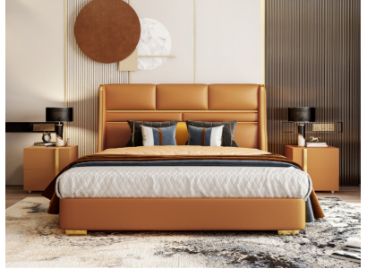 Lit double classique Lits Lits en bois Style de maison de campagne Chambre.