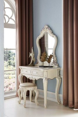 Tabouret de dressing Tabouret de coiffeuse Tabouret Rembourrage Baroque Rococo Bois