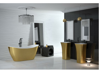 Baignoire de designer dorée baignoire luxueuse autoportante en or.
