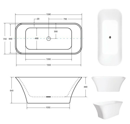 Baignoire exclusive Baignoires en argent Baignoire acrylique sur pieds Design