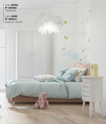 Chambre d'enfants Lit enfant Lit Table de chevet Armoire Bois Meubles Blanc Ensemble 3 pièces