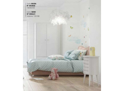 Chambre d'enfants Lit enfant Lit Table de chevet Armoire Bois Meubles Blanc Ensemble 3 pièces