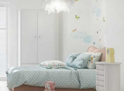 Chambre d'enfants Lit enfant Lit Table de chevet Armoire Bois Meubles Blanc Ensemble 3 pièces