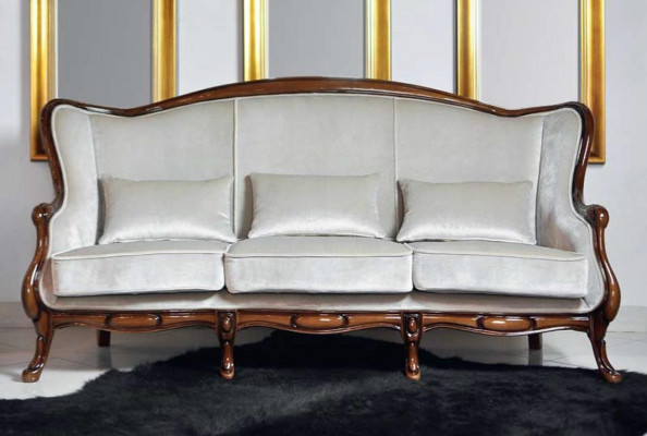 Canapé trois places en tissu de luxe gris pour le salon classique marron neuf