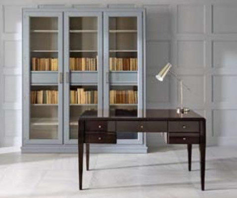 Étagère grise avec portes en verre - solution de rangement élégante pour votre collection de livres