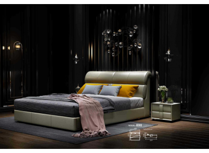 Lit de luxe Chambre à coucher Cuir Rembourrage Lits doubles Design en bois 180x200cm neuf