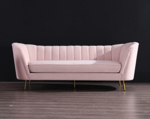 Siège Design Canapé Salon Sofa 2 Places Paysage de vie Repos Velours Bois massif