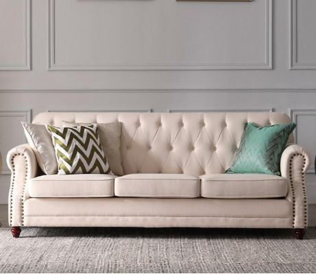 Canapé Chesterfield 3 places Paysage vivant Siège relax Conception Canapé Lounge Sofas