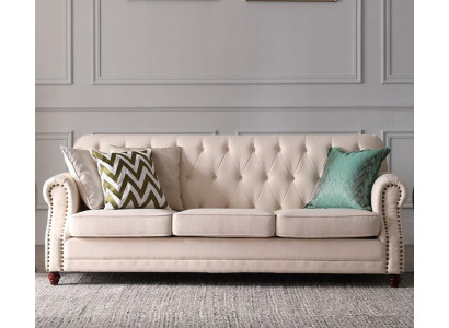 Canapé Chesterfield 3 places Paysage vivant Siège relax Conception Canapé Lounge Sofas