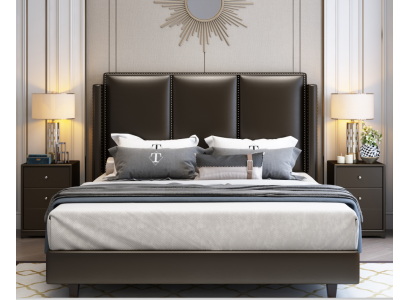 Style moderne Lit Lit double Chambre Linge de lit en cuir Lits doubles en textile