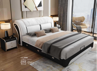 Design de literie de chambre d'hôtel de luxe double mariage en cuir pour lit 180x200cm