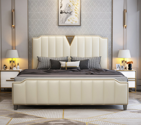 Lit design 180x200 en cuir métal hôtel lits décoratifs chambre double