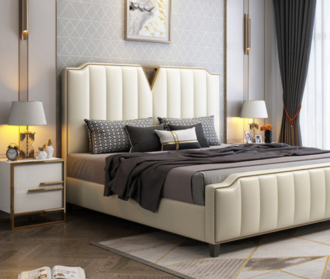 Lit design 180x200 en cuir métal hôtel lits décoratifs chambre double
