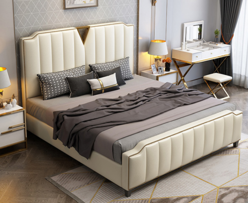 Lit design 180x200 en cuir métal hôtel lits décoratifs chambre double
