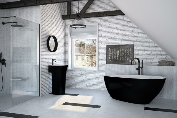 Baignoire moderne exclusive design autoportante Baignoire Salle de bain Autoportante Noir