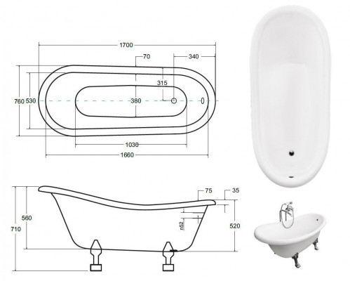 Baignoires sur pied Baignoire de style antique Baignoire classique Salle de bain