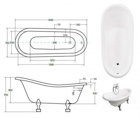 Baignoires sur pied Baignoire de style antique Baignoire classique Salle de bain