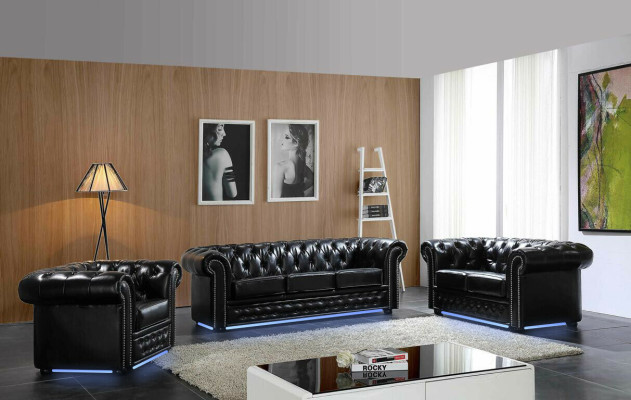 Chesterfield Canapé en cuir Canapé Canapé garniture Siège Set Suite de tapisserie 3+2 places
