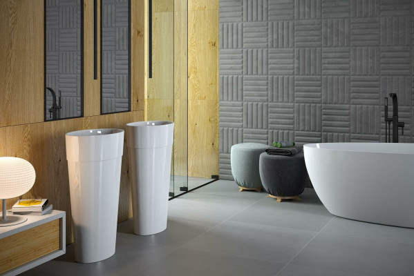 Lavabo moderne en acrylique design pour salle de bains, lavabo sur pied.