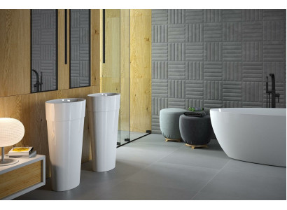 Lavabo moderne en acrylique design pour salle de bains, lavabo sur pied.