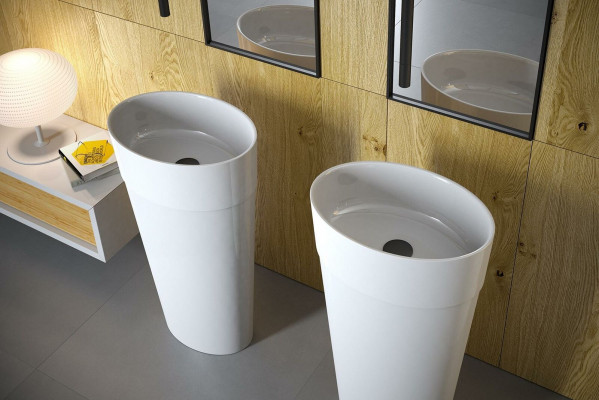 Lavabo moderne en acrylique design pour salle de bains, lavabo sur pied.
