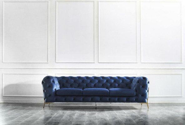 Canapé en tissu Chesterfield Rembourrage de siège Big XXL 3 places Canapé en tissu