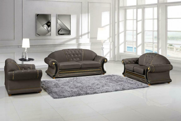 Canapé classique design 3 places Chesterfield en cuir, assise rembourrée sans 2 + 1 neuf