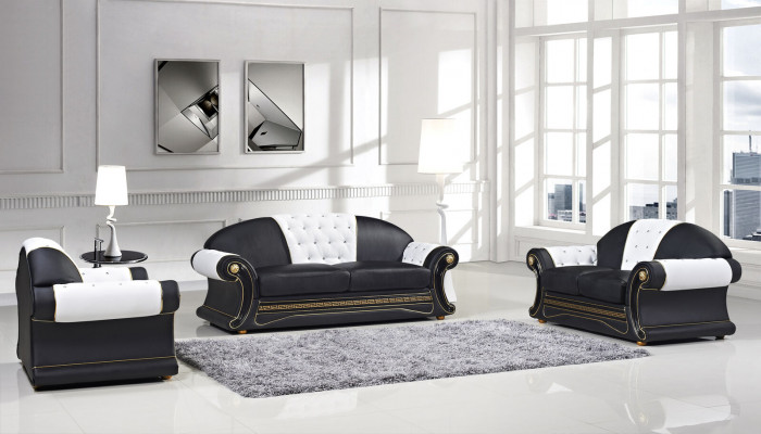 Canapé classique design 3 places Chesterfield en cuir, assise rembourrée sans 2 + 1 neuf