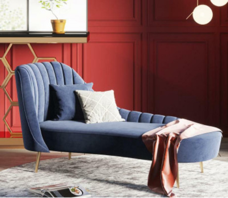 Chaise longue inclinable de luxe, rembourrage en tissu, canapé relax chaise longue.