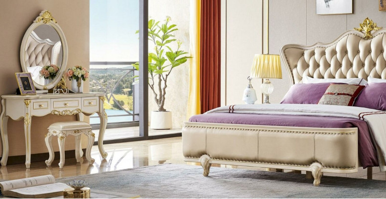 Mobilier de lit Table de chevet 3 pièces. Ensemble de chambre en bois massif Chesterfield