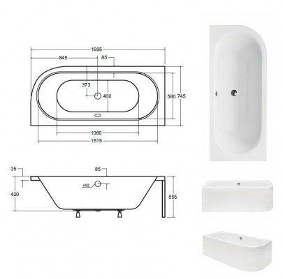 Salle de bain Baignoires d'angle sans forme Baignoire d'angle blanche