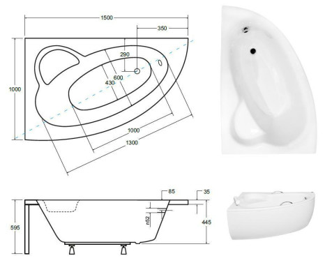 Baignoires d'angle non façonnées pour baignoires d'angle design blanches