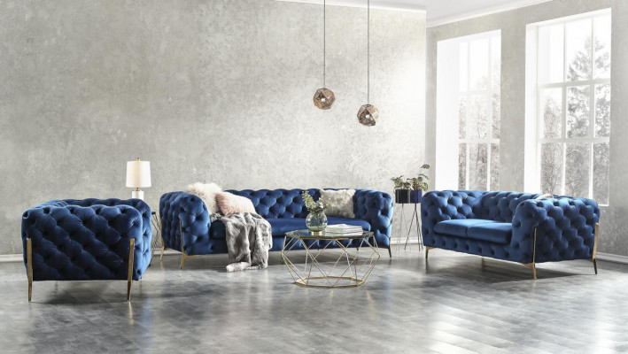 Chesterfield Siège Tissu Tissu 2 Places Canapé de Salon Canapé Tapisserie Suite