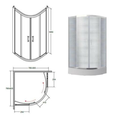 Exclusif cabine de douche quart de cercle douche d'angle en verre paraoi de douche