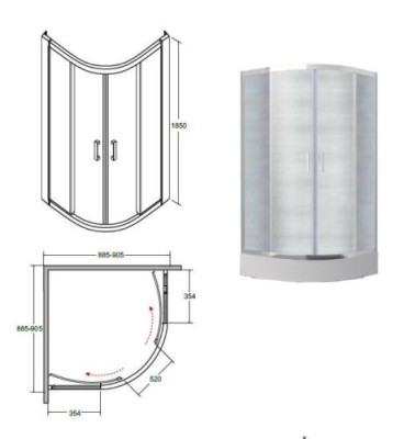 Exclusif cabine de douche quart de cercle douche d'angle en verre paraoi de douche