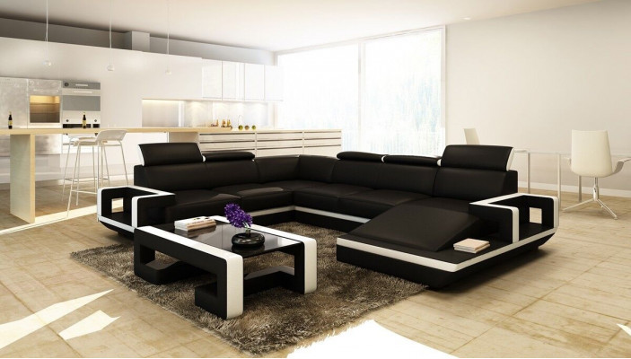 Paysage de vie Canapé Rembourrage Coin Suite Canapé Designer en Cuir Grand Canapé nouveau 5102