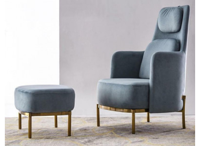 Fauteuil Chaise Rembourrage Télé Cuir Textile Tissu Gris Design Lounge