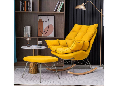 Fauteuil en métal Design Tissu Lounge Rocking Chair Siège Chambre Balancement