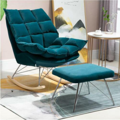 Fauteuil en métal Design Tissu Lounge Rocking Chair Siège Chambre Balancement