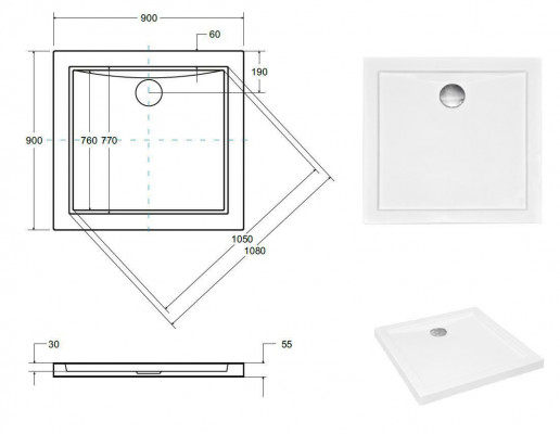 Plateau de douche plateau de douche plat ABlue décalé ABlue f plateau de douche