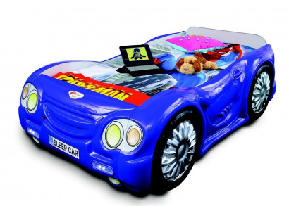 Voiture de course Lit voiture avec matelas Lit enfant Lit voiture Chambre d'enfant Bleu