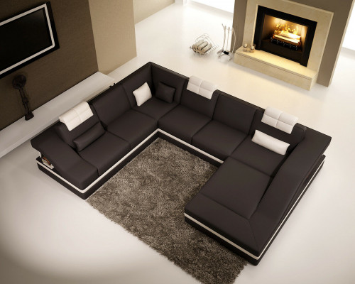 Moderne Wohnzimmer Ecksofa Wohnlandschaft Großes XXL-Ledersofa
