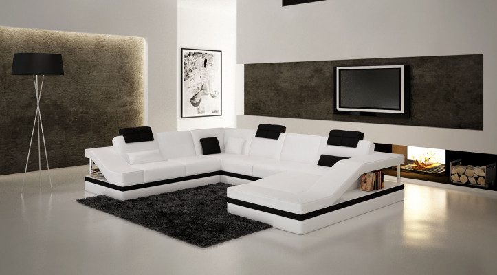 Moderne Wohnzimmer Ecksofa Wohnlandschaft Großes XXL-Ledersofa