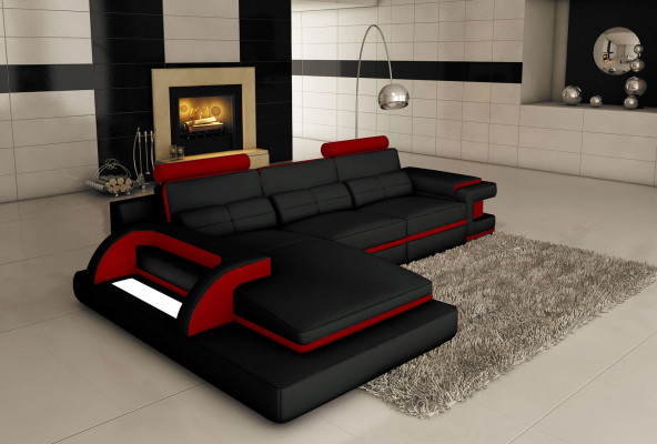 Design Upholstery Corner Cuir Canapé Canapé Siège Suite Paysage Vivant