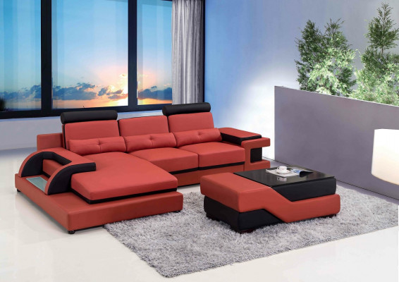 Design Upholstery Corner Cuir Canapé Canapé Siège Suite Paysage Vivant