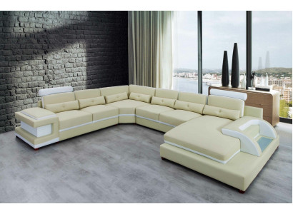 Canapé en cuir XXL Grands canapés Canapé Canapé rembourré Canapé d'angle Paysage de vie en cuir