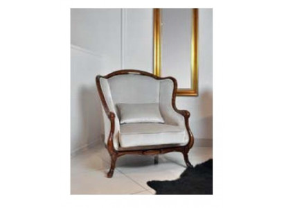 Fauteuil Wing Chair Seater Gris Siège Velours Luxe Salon Classique Bois neuf